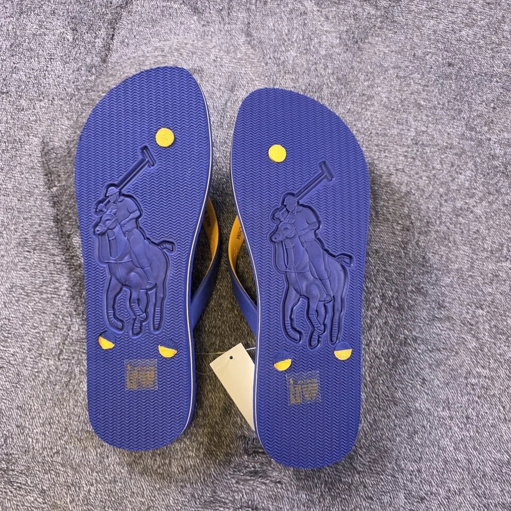 Ralph Lauren Bolt Tropical Floral Flip Flops Azure Sail Thong Sandals Size 10